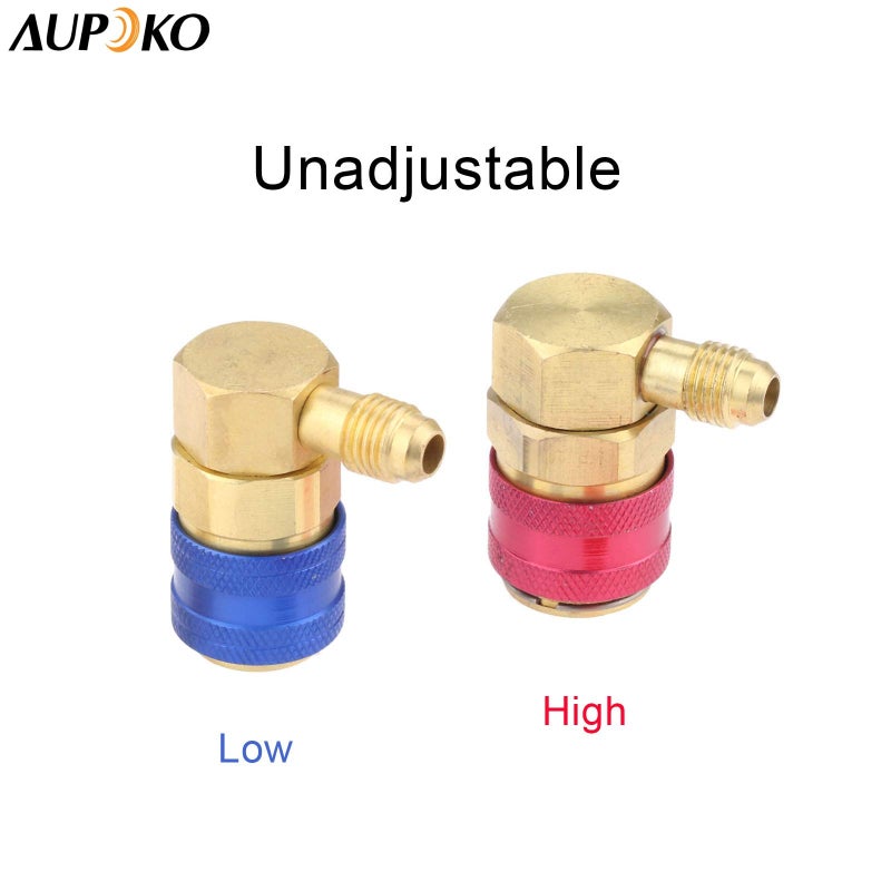 Aupoko R12 to R134A Conversion Quick Connect Coupler Kit, High/Low Side 90 Degree Angle Quick Coupler Manifold Gauge Set with R134A 1/2" Female x 1/4" SAE Male Tank Adapter - Image 2
